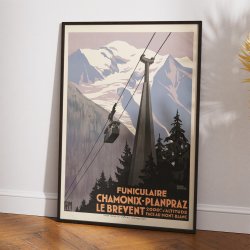 PLM Funiculaire Chamonix-Planpraz 1928 - Rejseplakat