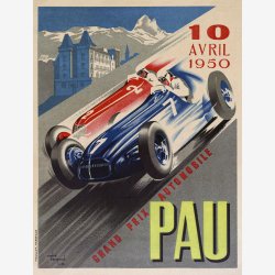 Grand prix automobile Pau 1950 - Sportsplakat