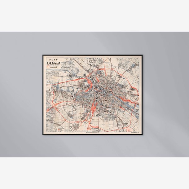 Plan von Berlin mit n�chster Umgebung 1890 - Bykort