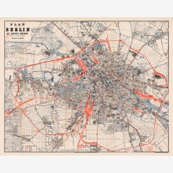 Plan von Berlin mit n�chster Umgebung 1890 - Bykort