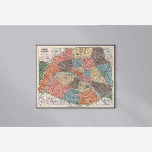 Plan de Paris divis� en 20 arrondissements 1926 - Bykort