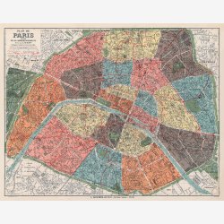 Plan de Paris divis� en 20 arrondissements 1926 - Bykort