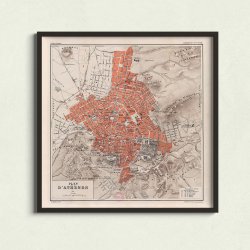 Plan d'Ath�nes 1888 - Bykort