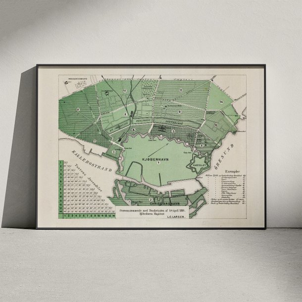 Taxa i Kbenhavn 1869 - Droskekort med takster og ruter