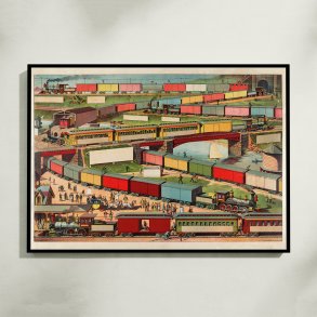 Zig-zag passenger and freight train 1885 - Jernbaneplakat