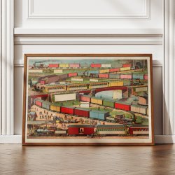 Zig-zag passenger and freight train 1885 - Jernbaneplakat