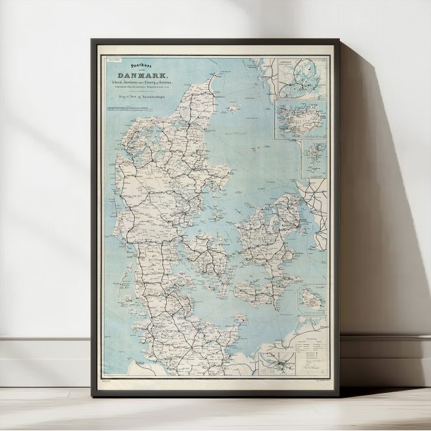 Postkort over Danmark, Island, F�r�erne 1895 - Jernbanekort