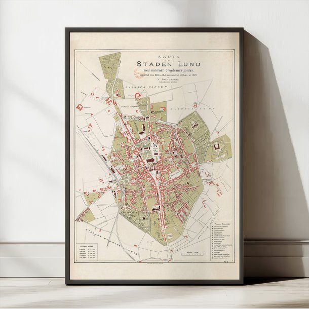 Karta �fver staden Lund 1875 - Bykort