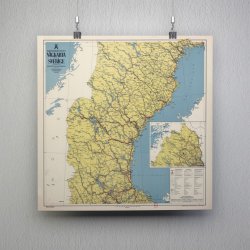 Motorm�nnens v�gkarta �ver Sverige 1947 - Vejkort