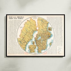 Post- och j�rnv�gskarta �ver Sverige 1947 - Jernbanekort
