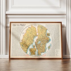 Post- och j�rnv�gskarta �ver Sverige 1947 - Jernbanekort