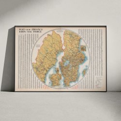 Post- och j�rnv�gskarta �ver Sverige 1947 - Jernbanekort