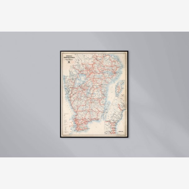 Reskarta �fver Sverige 1890 - Jernbanekort