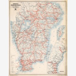 Reskarta �fver Sverige 1890 - Jernbanekort