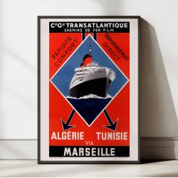 Alg�rie: Compagnie G�n�rale Transatlantique 1937 - Rejseplakat