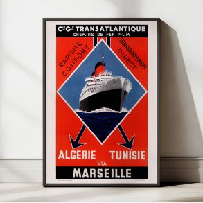 Alg�rie: Compagnie G�n�rale Transatlantique 1937 - Rejseplakat