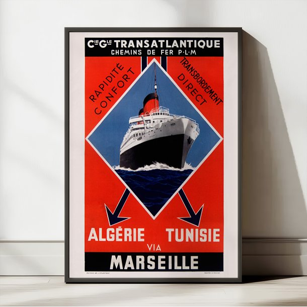 Alg�rie: Compagnie G�n�rale Transatlantique 1937 - Rejseplakat