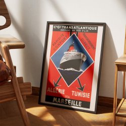 Alg�rie: Compagnie G�n�rale Transatlantique 1937 - Rejseplakat