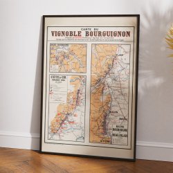 Carte du Vignoble Bourguignon 1934 - Vinkort