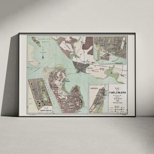 Kort over Fan� og Esbjerg 1898 - Landkort