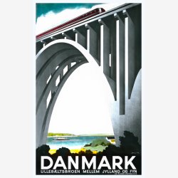 Lilleb�ltsbroen Danmark - DSB 1935 - Reklameplakat
