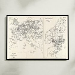 Jernbanekort over Mellem- og Syd-Europa 1884 - Jernbanekort