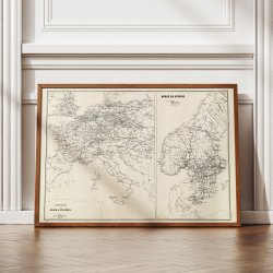 Jernbanekort over Mellem- og Syd-Europa 1884 - Jernbanekort