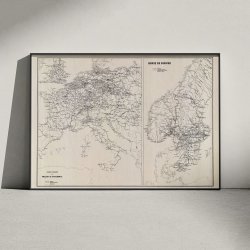 Jernbanekort over Mellem- og Syd-Europa 1884 - Jernbanekort