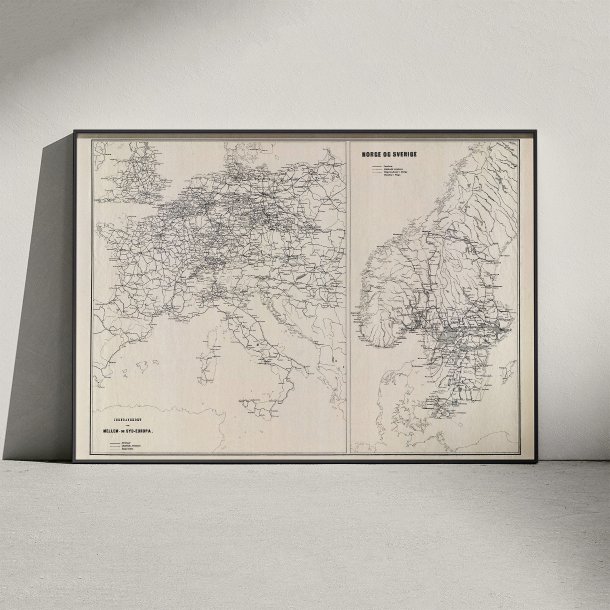 Jernbanekort over Mellem- og Syd-Europa 1884 - Jernbanekort