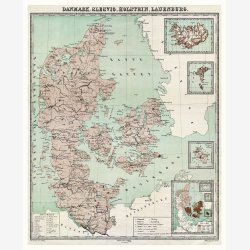 Danmark. Slesvig, Holstein, Lauenborg 1867 - Landkort