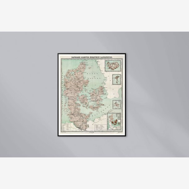 Danmark. Slesvig, Holstein, Lauenborg 1867 - Landkort