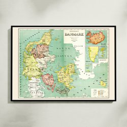 Kongeriget Danmark 1894 - Landkort