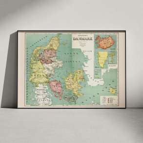 Kongeriget Danmark 1894 - Landkort