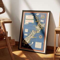 New Zealands 1943 - Kort over naturressourcer og industri 