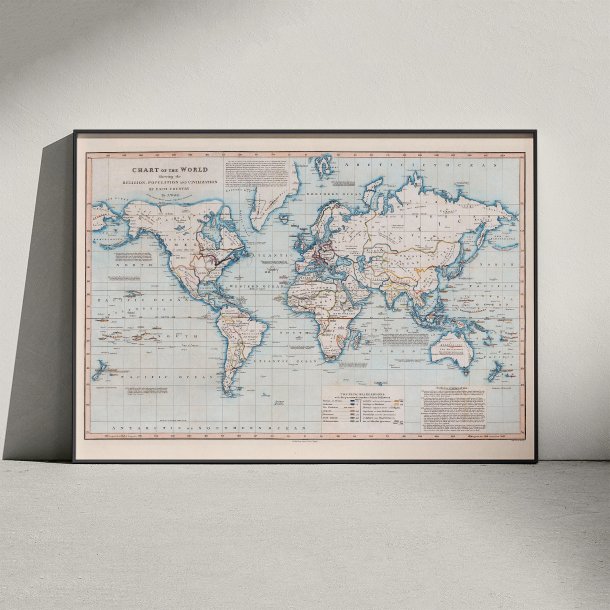 Verdenskort over religion og befolkning 1818