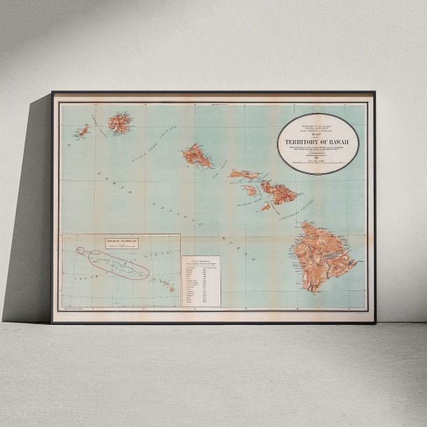 Kort over Hawaii-territoriet 1918