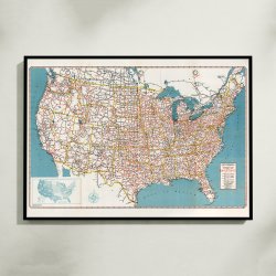 Geographia vejkort over USA 1950