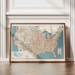 Geographia vejkort over USA 1950