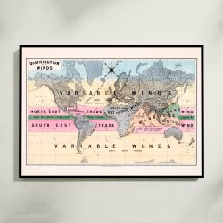 Verdens Vindforhold 1862 - Temakort