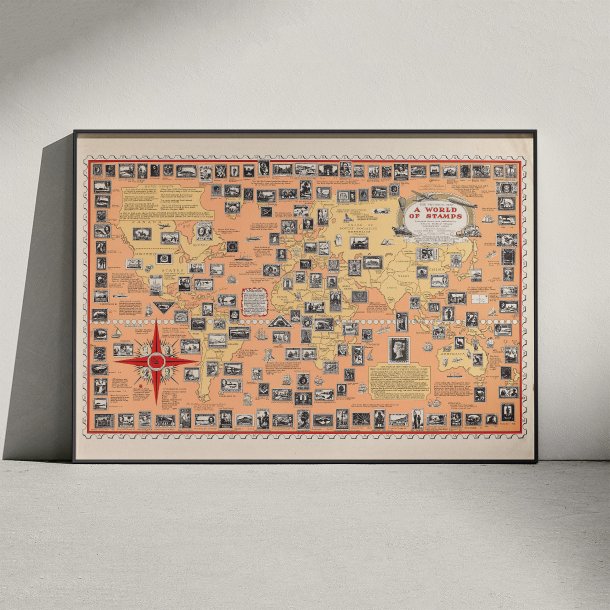 Frim�rkernes Verdenskort 1947 - Illustreret verdenskort