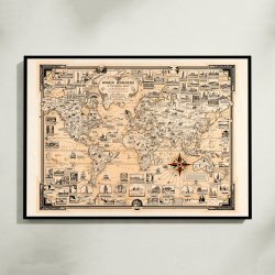 Verdens Vidundere 1939 - Illustreret verdenskort