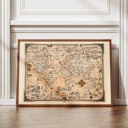 Verdens Vidundere 1939 - Illustreret verdenskort