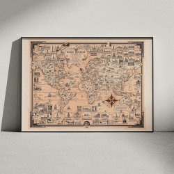 Verdens Vidundere 1939 - Illustreret verdenskort