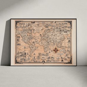 Verdens Vidundere 1939 - Illustreret verdenskort