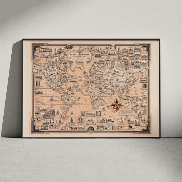 Verdens Vidundere 1939 - Illustreret verdenskort