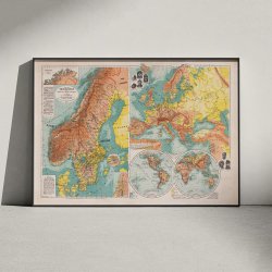 Skolekort over Skandinavien og Europa - Historisk landkort