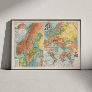 Skolekort over Skandinavien og Europa - Historisk landkort