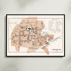Roskilde 1870 - Historisk bykort