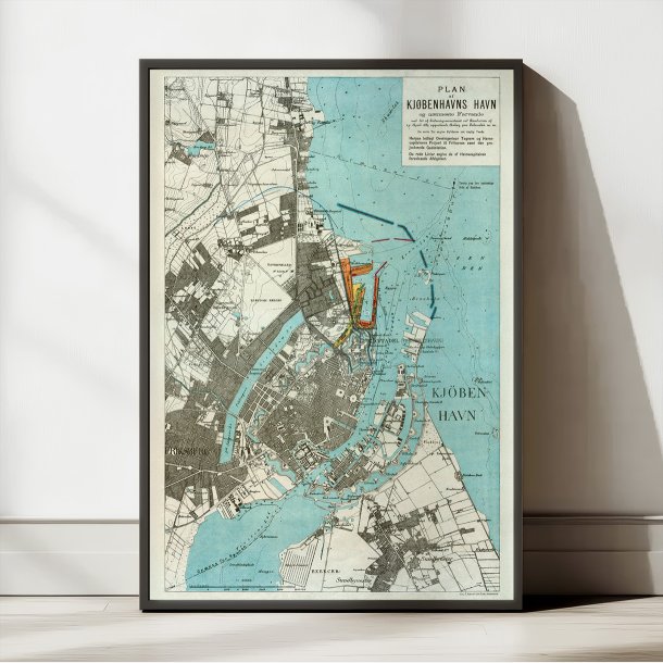 Plan af K�benhavns Havn med N�rmeste Farvande 1889 - S�kort