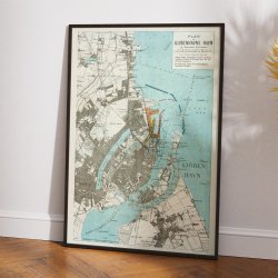 Plan af K�benhavns Havn med N�rmeste Farvande 1889 - S�kort